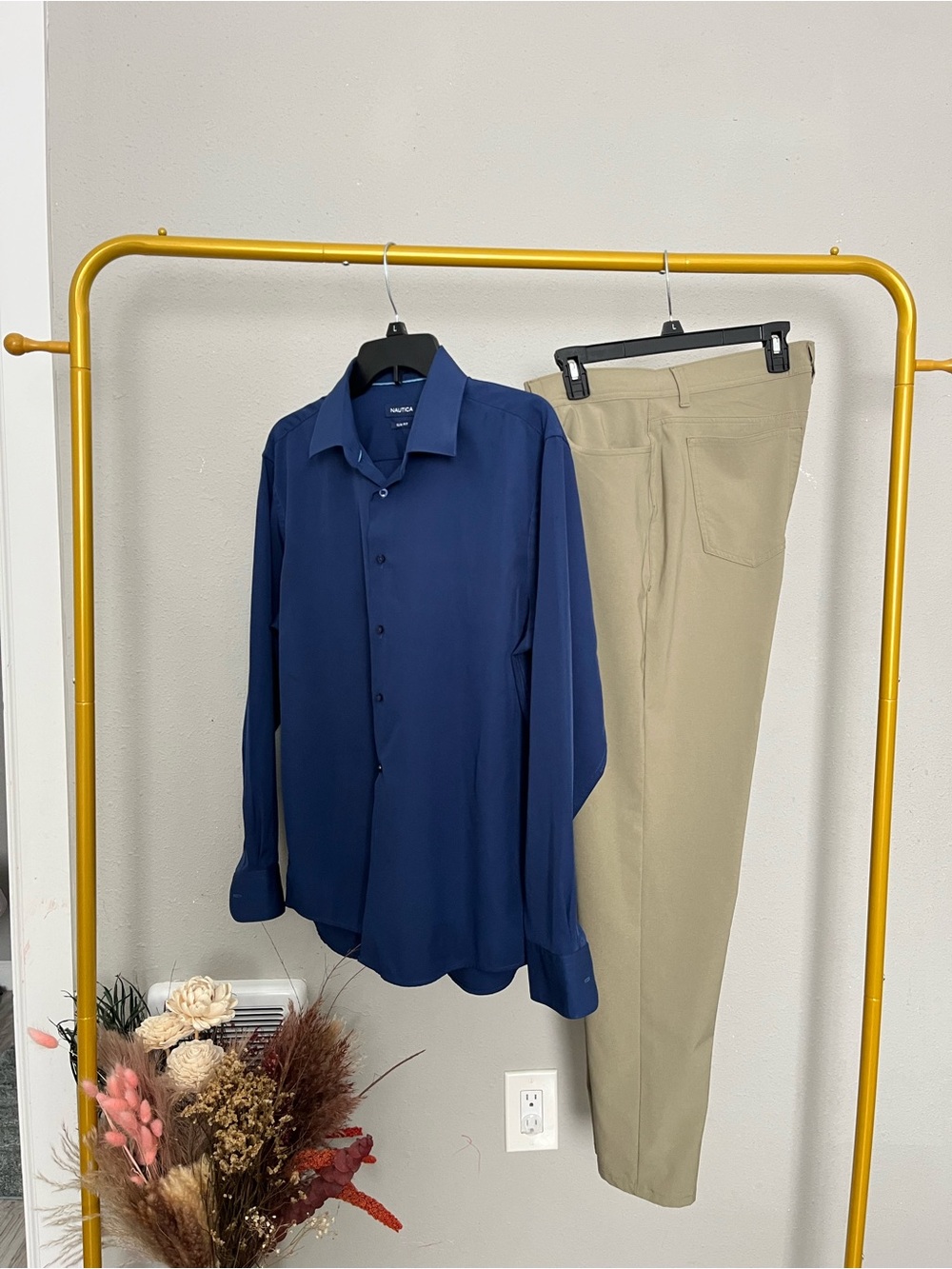 Men’s Outfit Bundle Nautica Shirt + Khaki Pants Smart Casual Set Size L